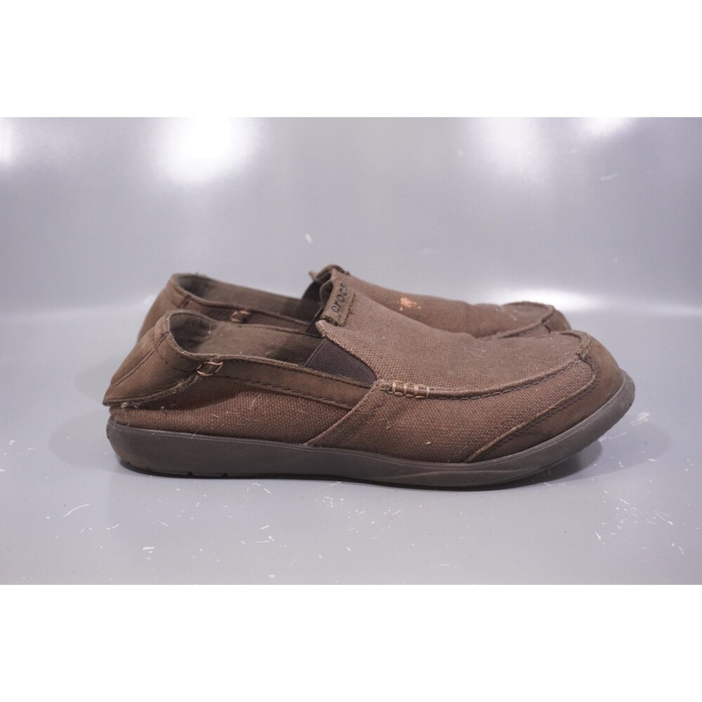 Crocs Walu Mens Size 10 Brown Canvas Slip On Loafers Shoes Casual House